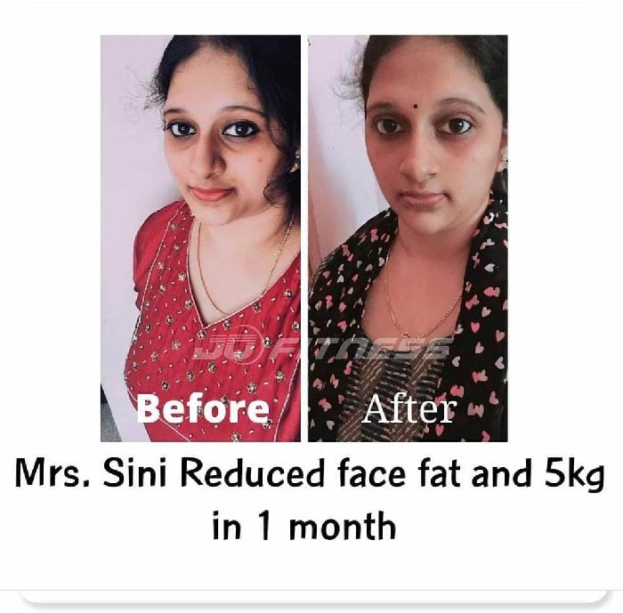 Reduced face fat and 5Kg in 1 month